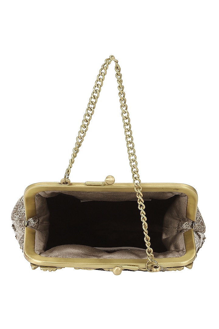 Ivory Satin Embroidered Potli by The Leather Garden at Pernia's Pop Up Shop