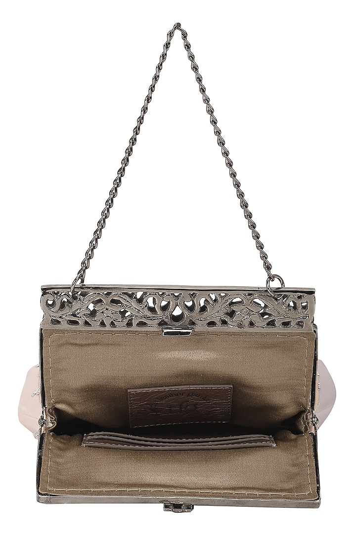 Blush Pink Satin Embellished Potli by The Leather Garden at Pernia's Pop Up Shop