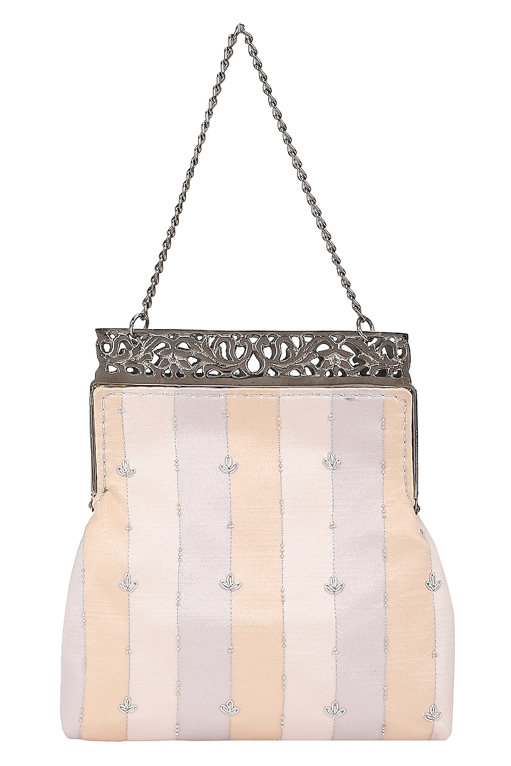 Blush Pink Satin Embellished Potli by The Leather Garden at Pernia's Pop Up Shop