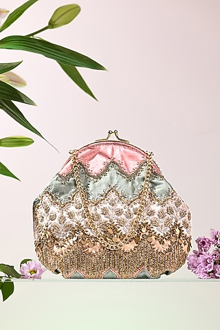 Multi-Colored Satin Embroidered Potli by The Leather Garden