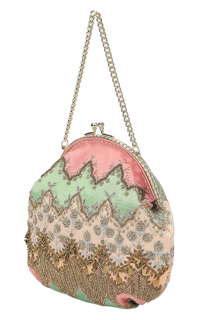 Multi-Colored Satin Embroidered Potli by The Leather Garden at Pernia's Pop Up Shop