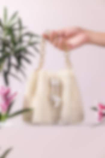 Ivory Beaded & Pearl Wristlet Bag by The Leather Garden at Pernia's Pop Up Shop