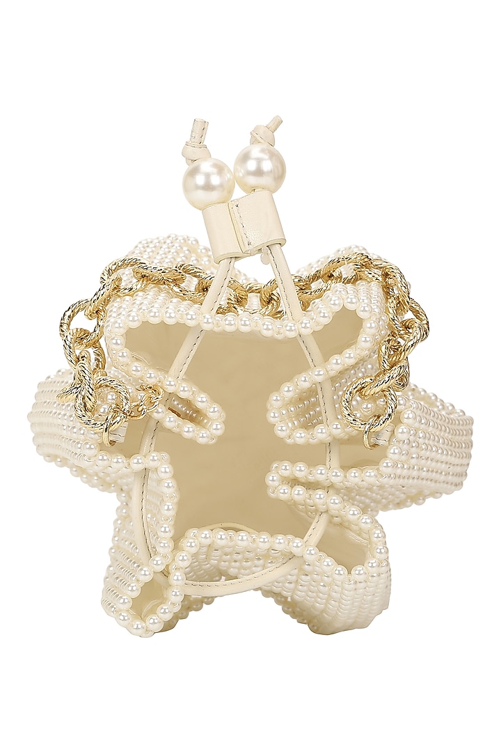 Ivory Beaded & Pearl Wristlet Bag by The Leather Garden at Pernia's Pop Up Shop