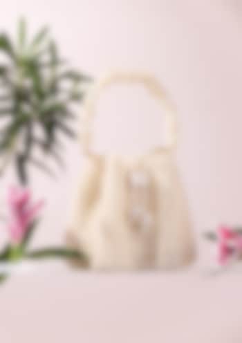 Ivory Beaded & Pearl Wristlet Bag by The Leather Garden at Pernia's Pop Up Shop