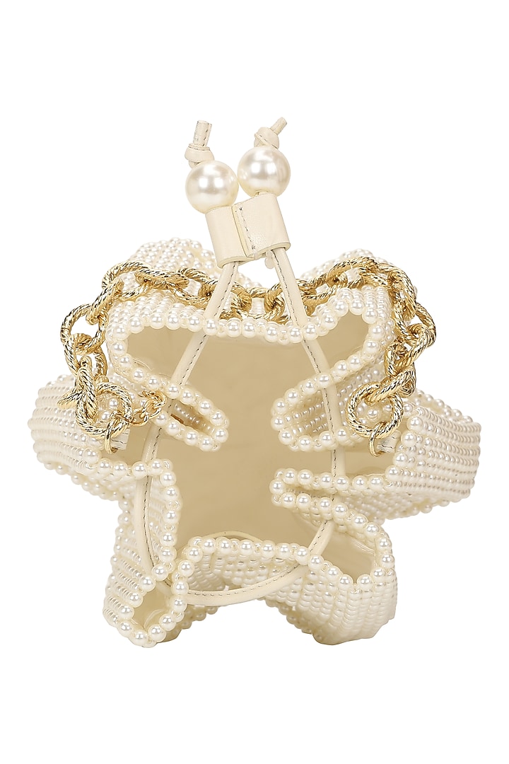 Ivory Beaded & Pearl Wristlet Bag by The Leather Garden at Pernia's Pop Up Shop