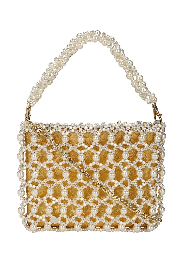 Ivory Beaded Crossbody Cum Hand Clutch Bag by The Leather Garden at Pernia's Pop Up Shop