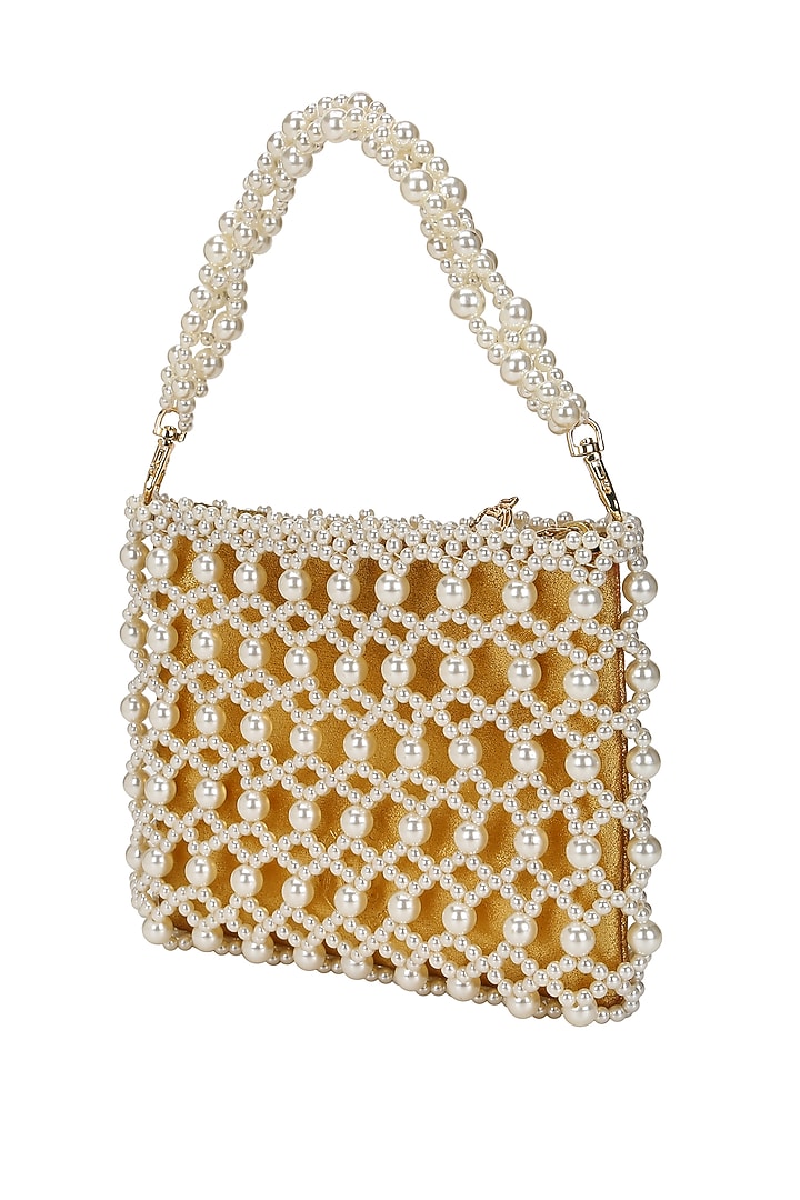Ivory Beaded Crossbody Cum Hand Clutch Bag by The Leather Garden at Pernia's Pop Up Shop