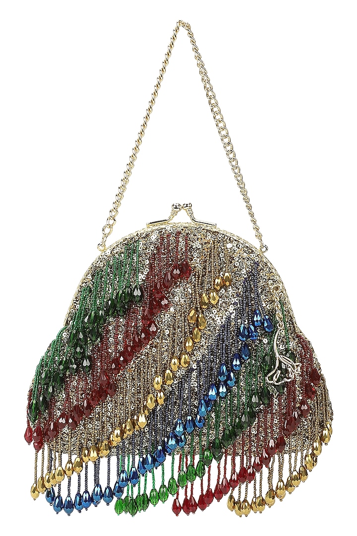 Multi-Colored Leather Tassel Embroidered Polti by The Leather Garden at Pernia's Pop Up Shop