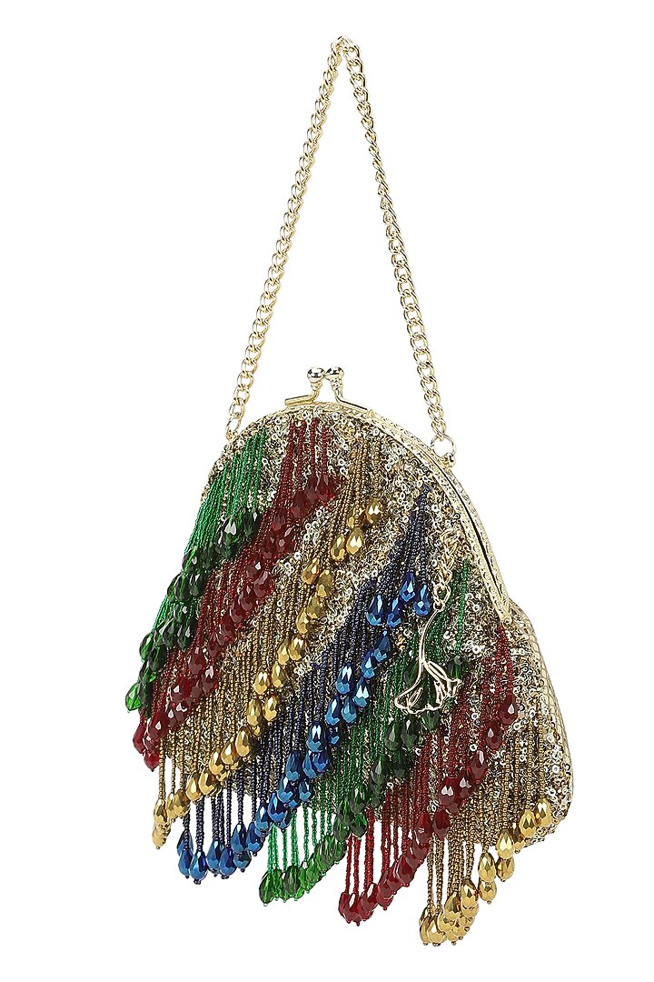 Multi-Colored Leather Tassel Embroidered Polti by The Leather Garden at Pernia's Pop Up Shop