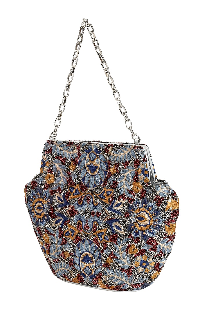 Multi-Colored Leather Crewel Embroidered Handbag by The Leather Garden at Pernia's Pop Up Shop