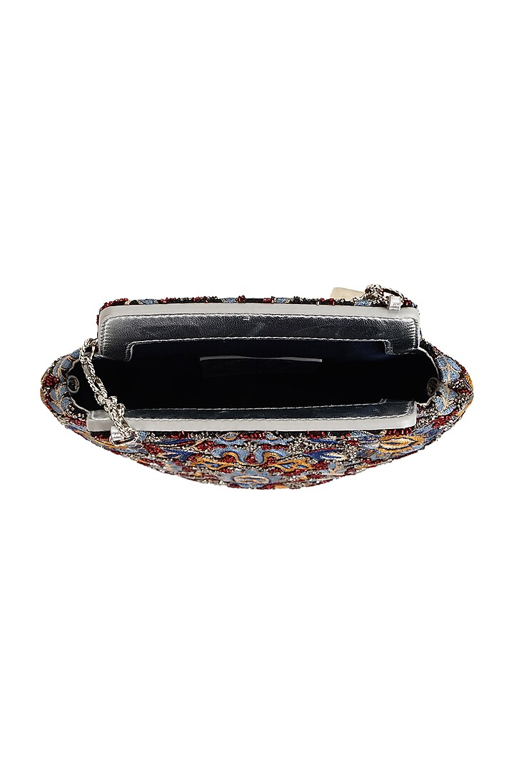 Multi-Colored Leather Crewel Embroidered Handbag by The Leather Garden at Pernia's Pop Up Shop