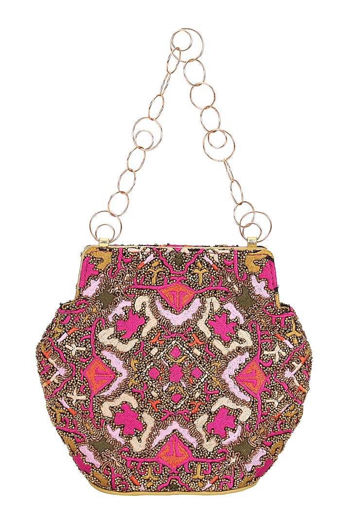 Multi-Colored Leather Crewel Embroidered Handbag by The Leather Garden at Pernia's Pop Up Shop