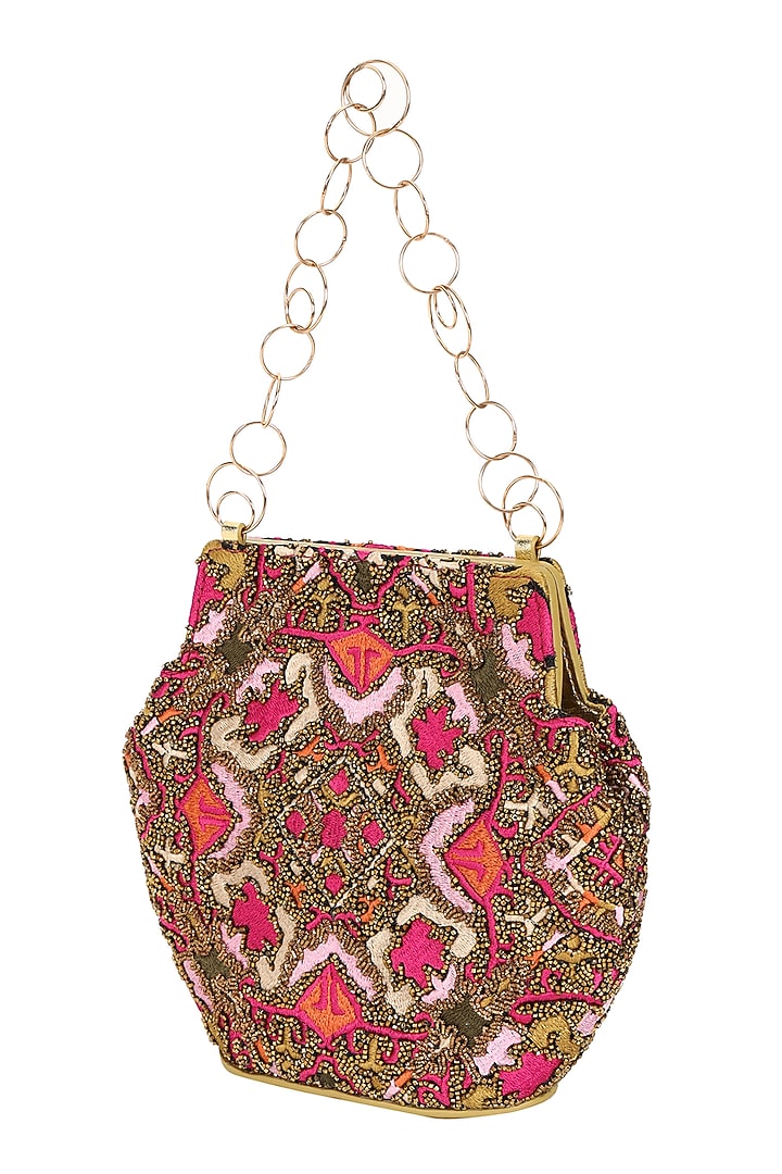 Multi-Colored Leather Crewel Embroidered Handbag by The Leather Garden at Pernia's Pop Up Shop