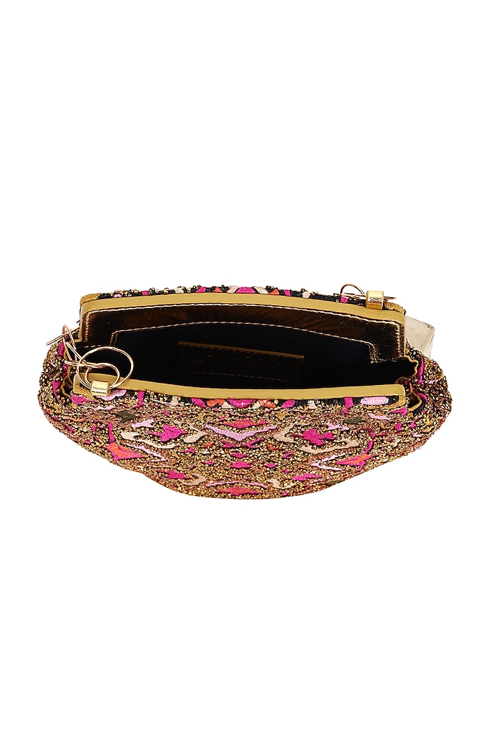Multi-Colored Leather Crewel Embroidered Handbag by The Leather Garden at Pernia's Pop Up Shop
