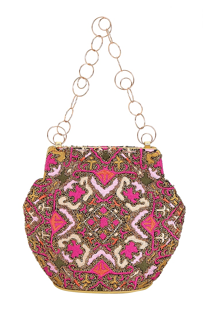 Multi-Colored Leather Crewel Embroidered Handbag by The Leather Garden at Pernia's Pop Up Shop
