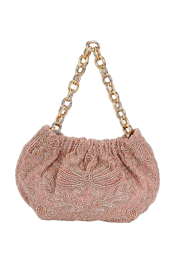 Blush Cotton Embellished Handbag by The Leather Garden at Pernia's Pop Up Shop