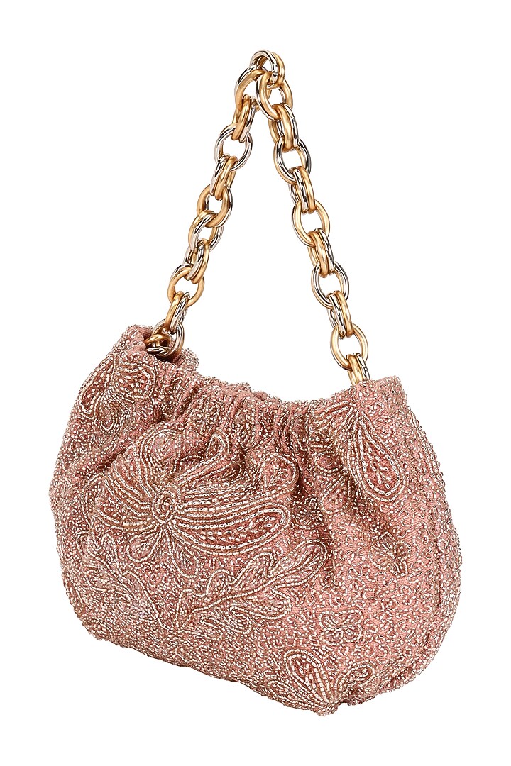Blush Cotton Embellished Handbag by The Leather Garden at Pernia's Pop Up Shop