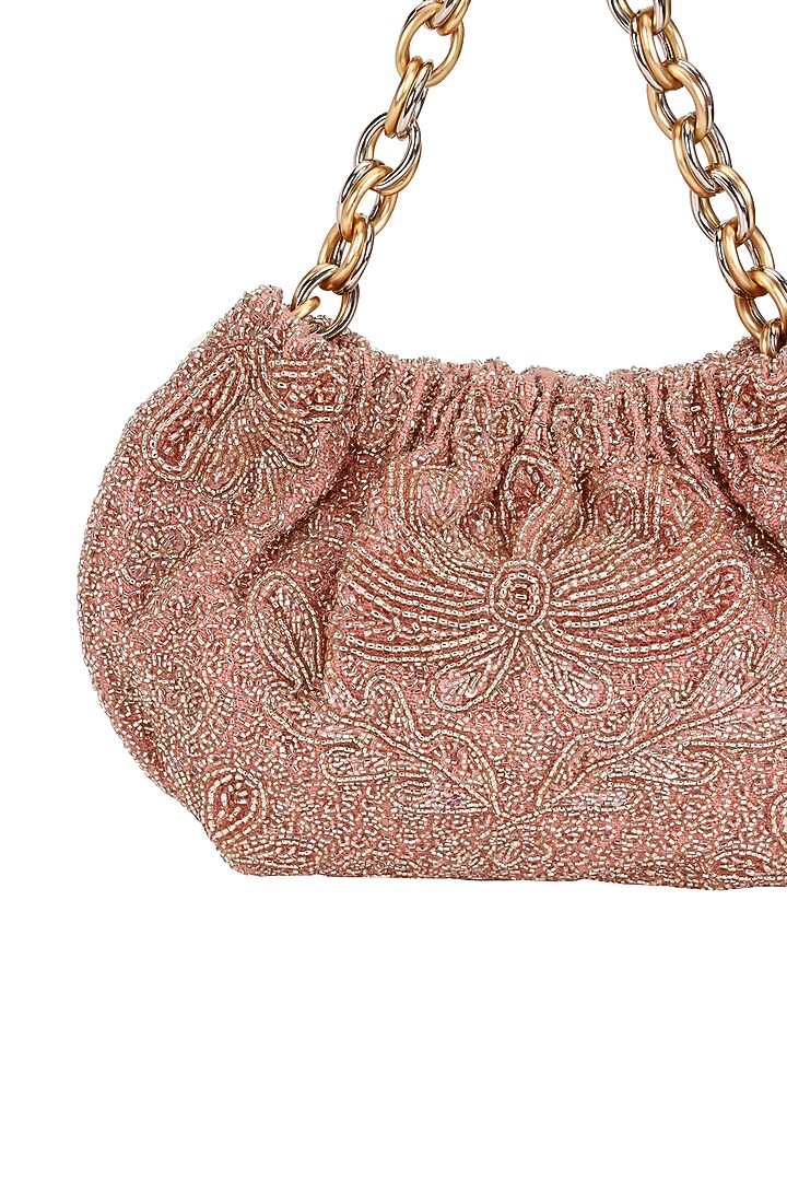 Blush Cotton Embellished Handbag by The Leather Garden at Pernia's Pop Up Shop