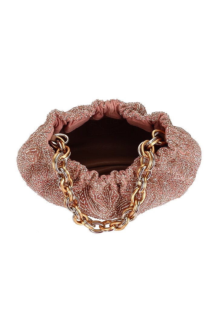 Blush Cotton Embellished Handbag by The Leather Garden at Pernia's Pop Up Shop