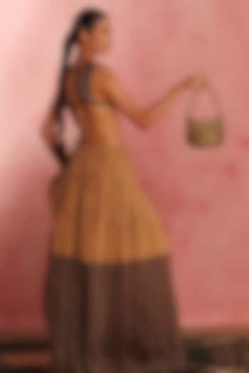 Black & Gold Leather Hand Embroidered Shoulder Bag by The Leather Garden at Pernia's Pop Up Shop