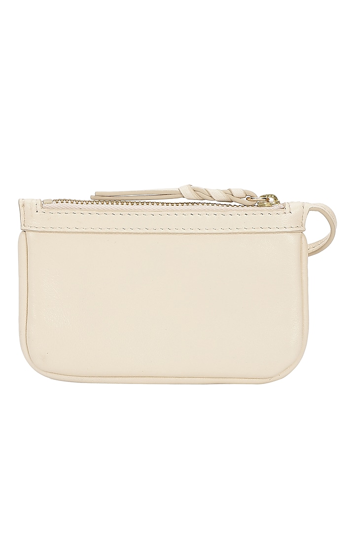 Ivory Leather Beadwork Half-Moon Clutch by The Leather Garden at Pernia's Pop Up Shop