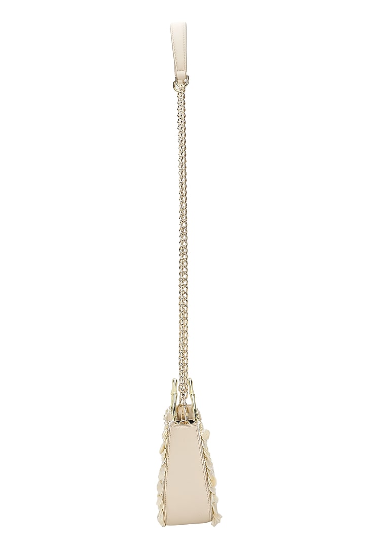 Ivory Leather Beadwork Half-Moon Clutch by The Leather Garden at Pernia's Pop Up Shop