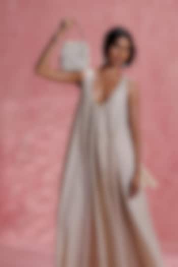 Ivory Leather Floral Embroidered Potli by The Leather Garden at Pernia's Pop Up Shop