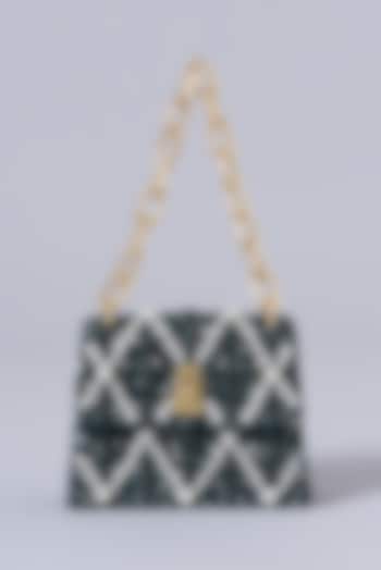 Emerald & Gold Leather Embroidered Mini Bag by The Leather Garden