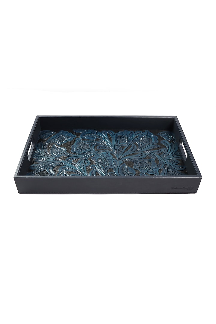 Indigo Leather Handcrafted Tray by The Leather Garden Home & Living at Pernia's Pop Up Shop