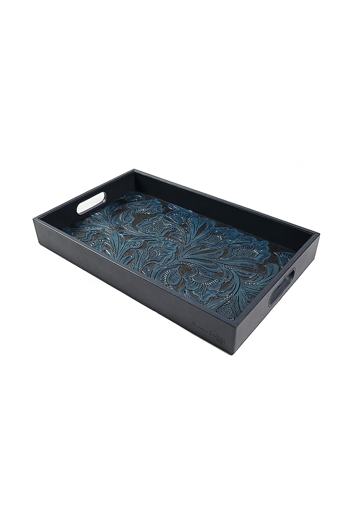 Indigo Leather Handcrafted Tray by The Leather Garden Home & Living at Pernia's Pop Up Shop