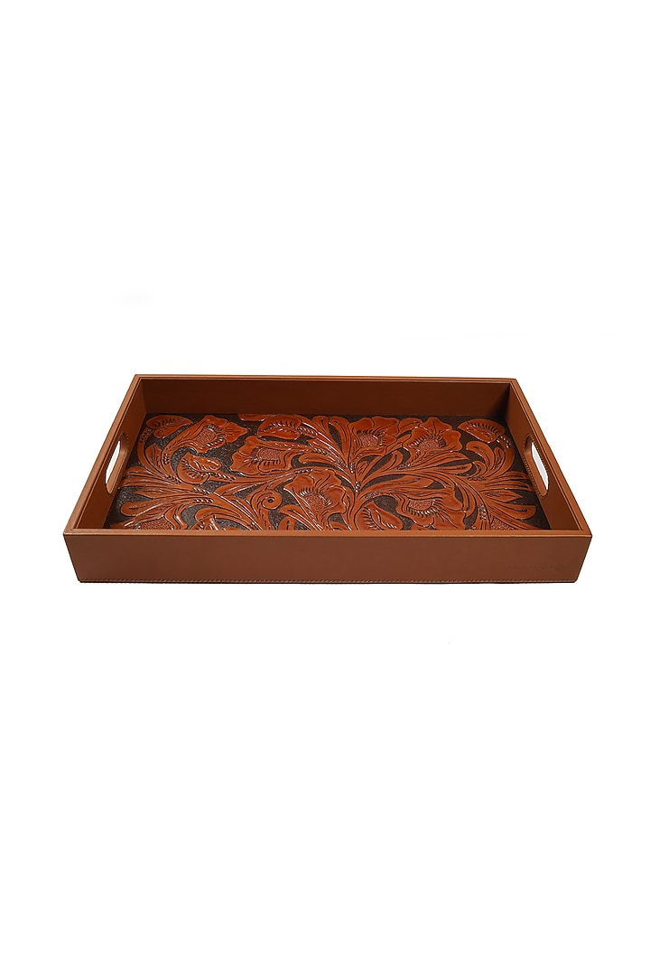 Brown Leather Handcrafted Tray by The Leather Garden Home & Living at Pernia's Pop Up Shop