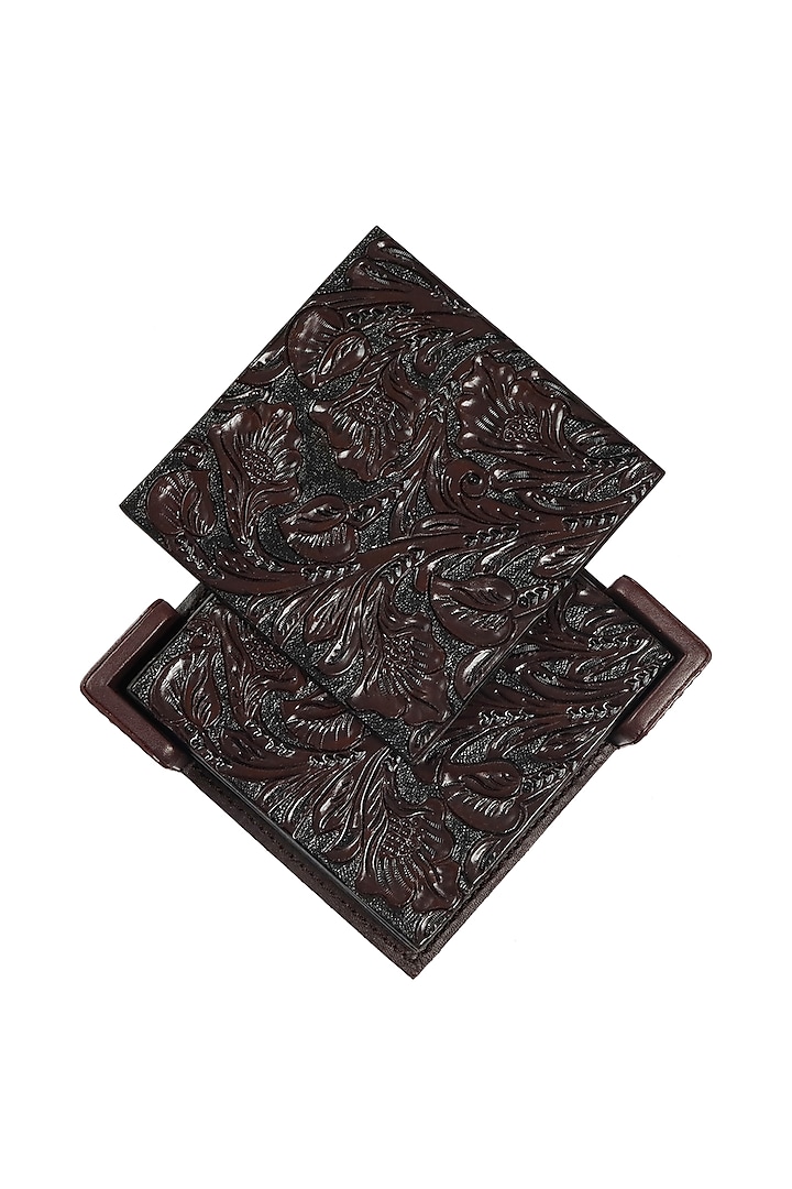 Sangria Leather Handcrafted Coaster Set Design by The Leather Garden at  Pernia's Pop Up Shop 2023