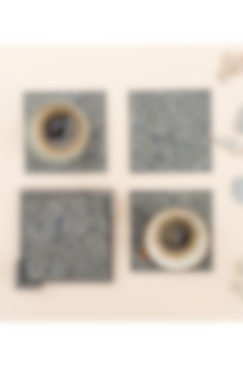 Slate Grey Leather Handcrafted Coaster Set by The Leather Garden Home & Living at Pernia's Pop Up Shop