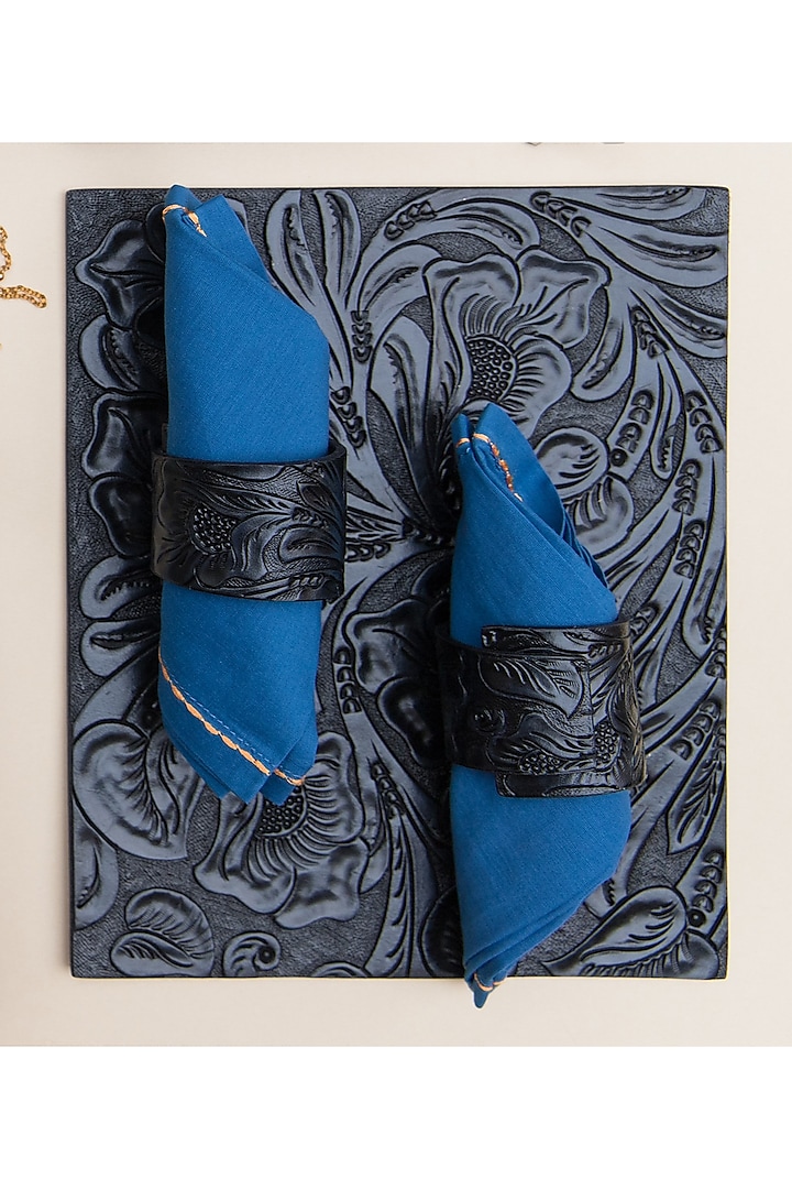 Indigo Leather Trivet by The Leather Garden Home & Living