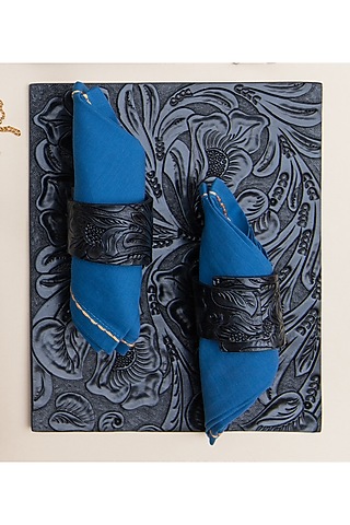 Indigo Leather Trivet by The Leather Garden Home & Living