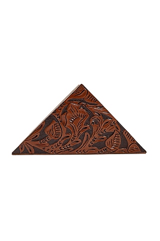 Brown Leather Handcrafted Napkin Holder by The Leather Garden Home & Living
