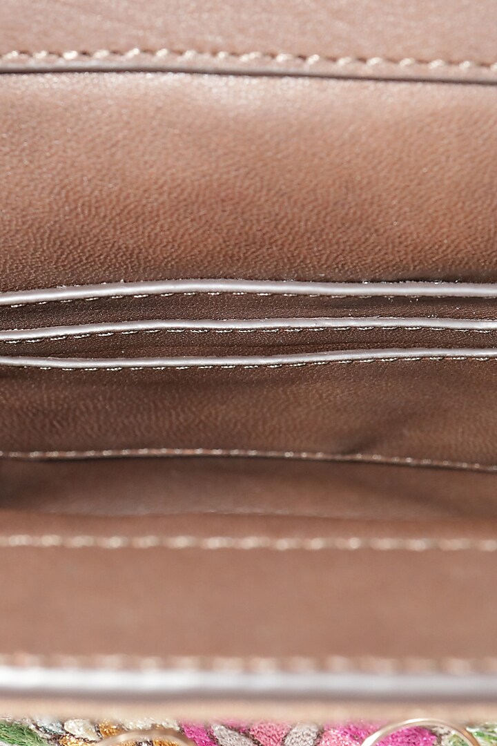 Brown Crewel Embroidered Potli Bag by The Leather Garden at Pernia's Pop Up Shop