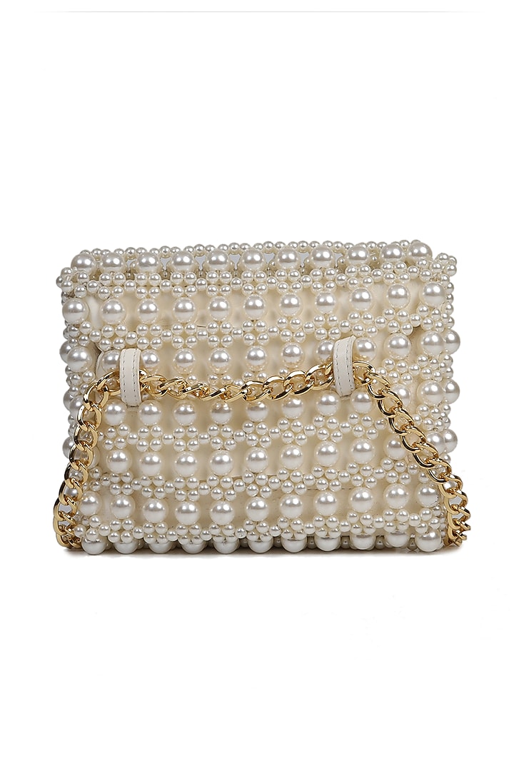 Off White Embroidered Belt Bag by The Leather Garden at Pernia's Pop Up Shop