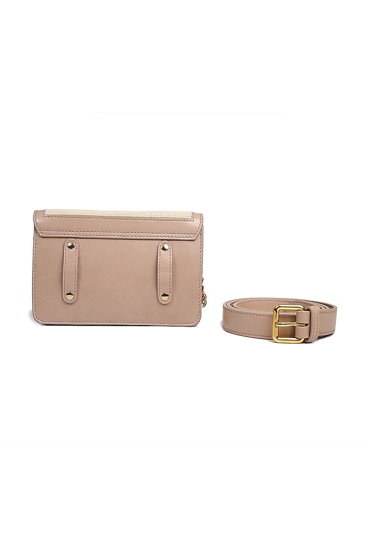 Off White Pearls Embroidered Belt Bag by The Leather Garden at Pernia's Pop Up Shop
