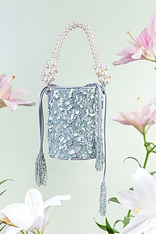Mint Embellished Potli by The Leather Garden
