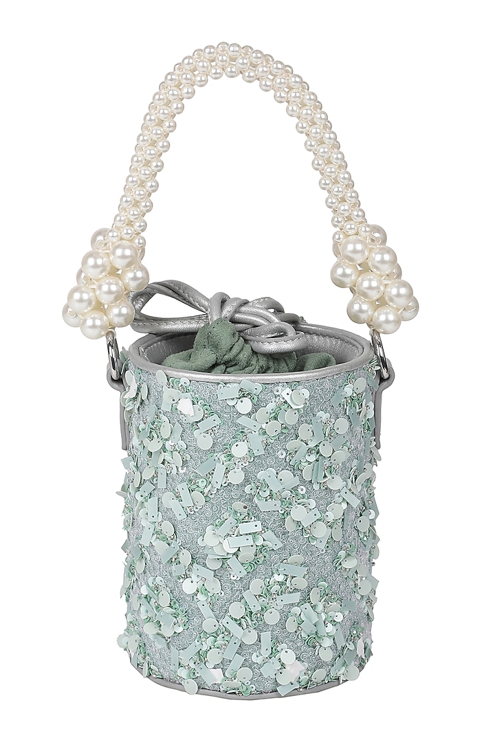 Mint Embellished Potli by The Leather Garden at Pernia's Pop Up Shop