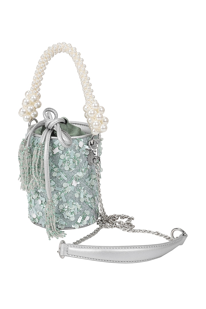 Mint Embellished Potli by The Leather Garden at Pernia's Pop Up Shop