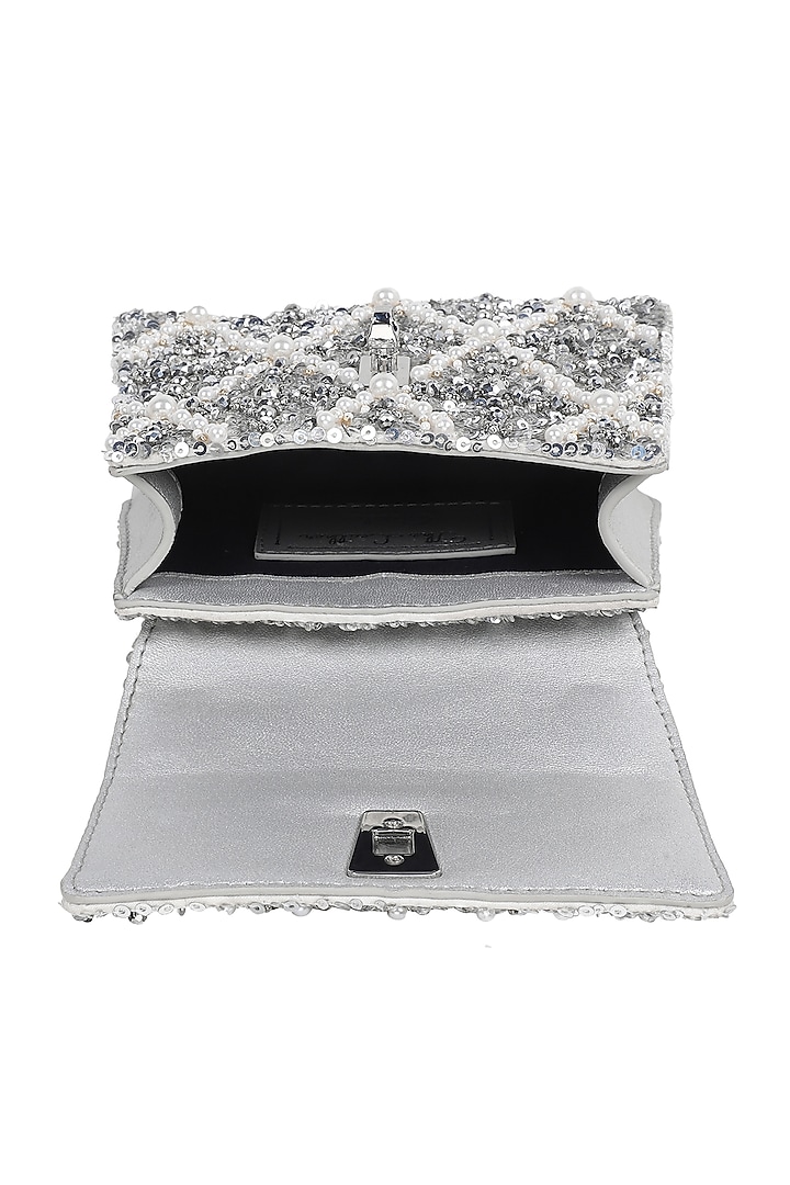 Silver Embellished Mini Bag by The Leather Garden at Pernia's Pop Up Shop