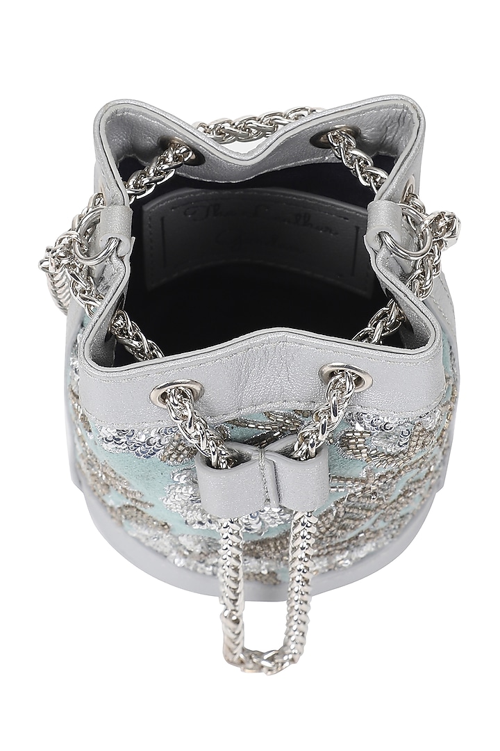 Mint Green Embellished Mini Bucket Bag by The Leather Garden at Pernia's Pop Up Shop