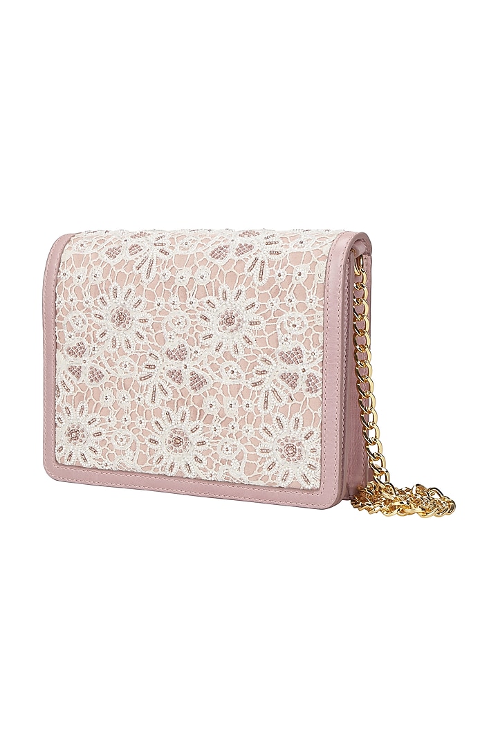 Lilac Embroidered Sling Bag by The Leather Garden at Pernia's Pop Up Shop