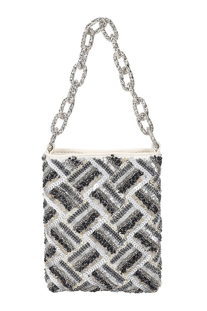 Silver Embellished Bag by The Leather Garden at Pernia's Pop Up Shop