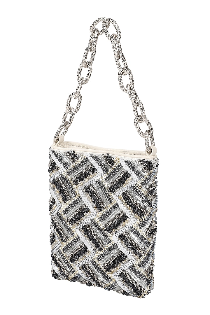 Silver Embellished Bag by The Leather Garden at Pernia's Pop Up Shop