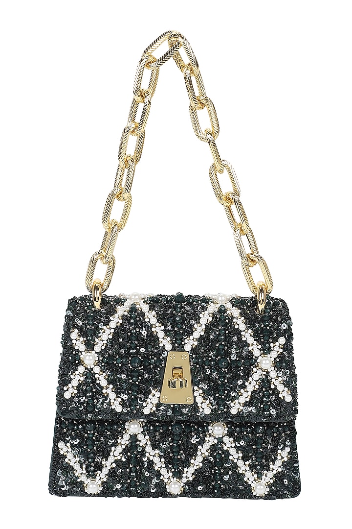 Emerald Embellished Mini Bag by The Leather Garden at Pernia's Pop Up Shop