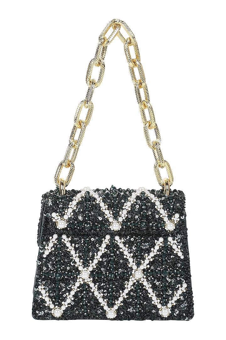 Emerald Embellished Mini Bag by The Leather Garden at Pernia's Pop Up Shop