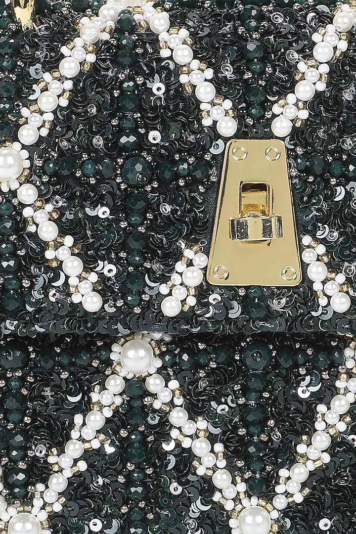 Emerald Embellished Mini Bag by The Leather Garden at Pernia's Pop Up Shop